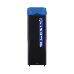 Recycling Container: 15 gal, Square, Black & Blue